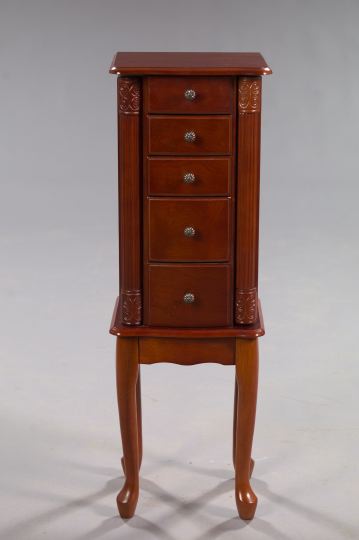 Appraisal: English Mahogany Four-Drawer Jewel Cabinet-on-Stand the upper element with fluted