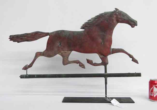 Appraisal: Running horse weathervane with cast zinc ears '' W ''Ht