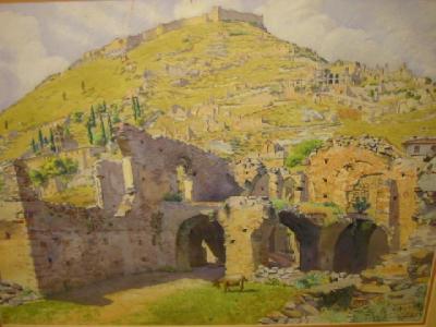 Appraisal: JAMES EDIE Mediterranean Hillside with Ruins signed and dated x