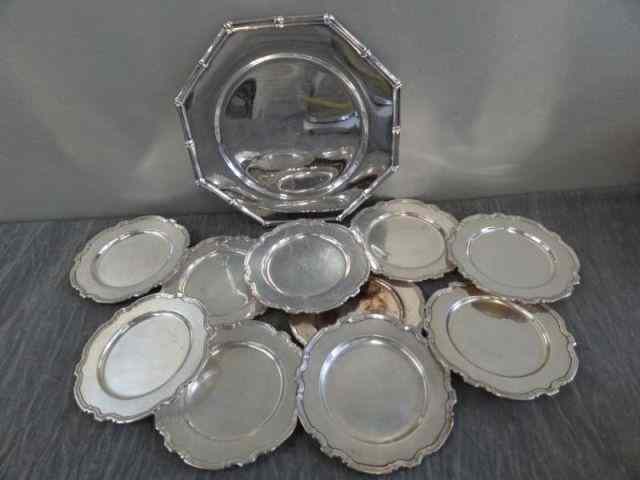 Appraisal: STERLING Tiffany Co Charger Plates Charger '' diameter with bamboo