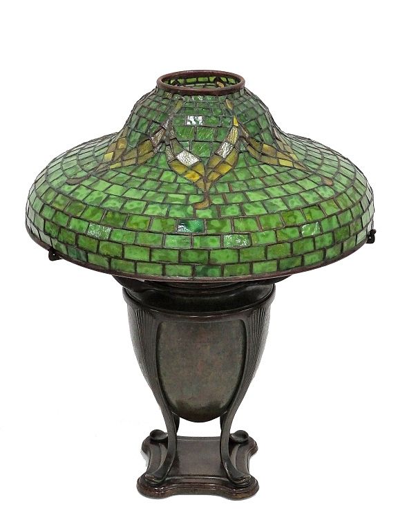 Appraisal: Tiffany Studios Tyler Leaded Glass Bronze Lamp Tiffany Studios New