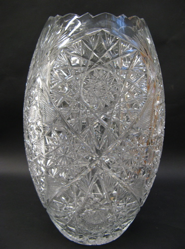 Appraisal: BULBOUS CUT CRYSTAL FLOOR VASE UMBRELLA STAND in a modified