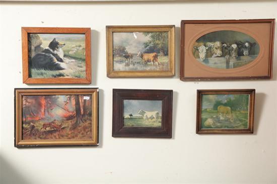 Appraisal: SIX R ATKINSON FOX PRINTS A seated labrador retriever h