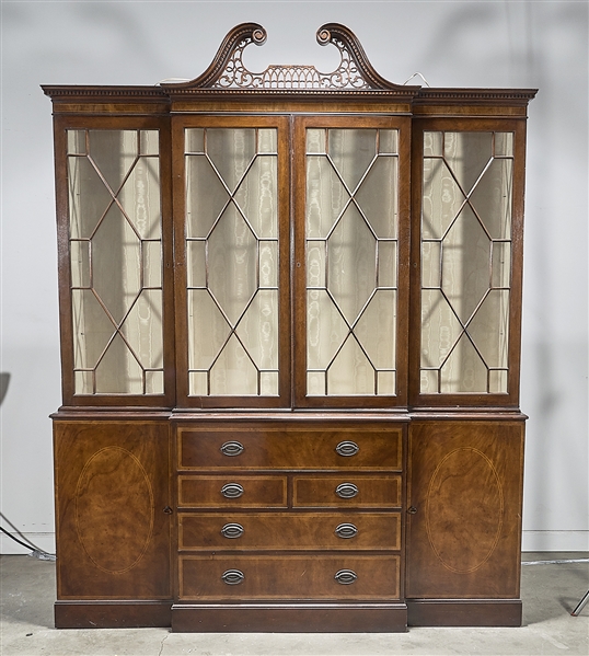 Appraisal: th c breakfront cabinet with secretary desk three drawers and