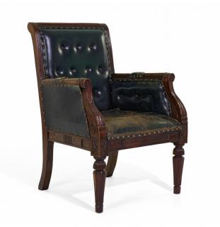 Appraisal: A GOOD LARGE TH CENTURY CARVED MAHOGANY LIBRARY CHAIR A