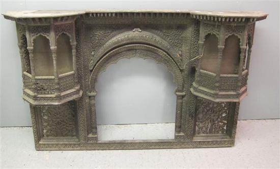 Appraisal: th century Eastern pierced and carved overmantel the central domed