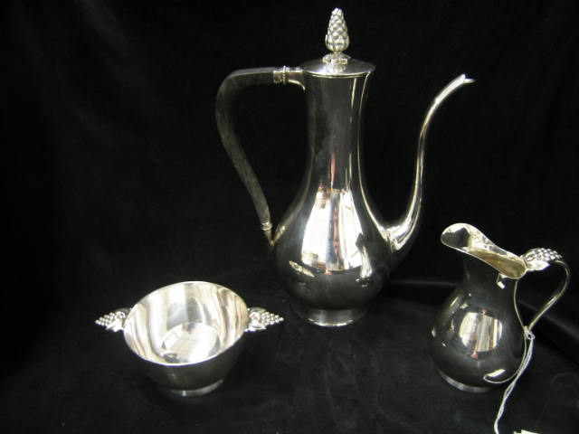 Appraisal: Pc Tiffany Sterling Silver Demitasse Set Georg Jensen Style berry