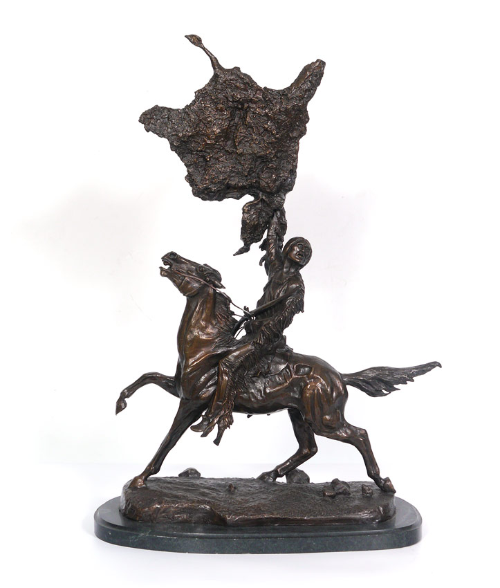 Appraisal: BRONZE BUFFALO SIGNAL AFTER REMINGTON '' h x '' w