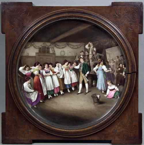 Appraisal: A Vienna porcelain circular plaque decorated in coloured enamels by