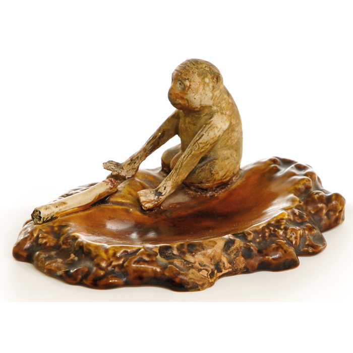 Appraisal: Stoneware ashtray monkey designer unknown h