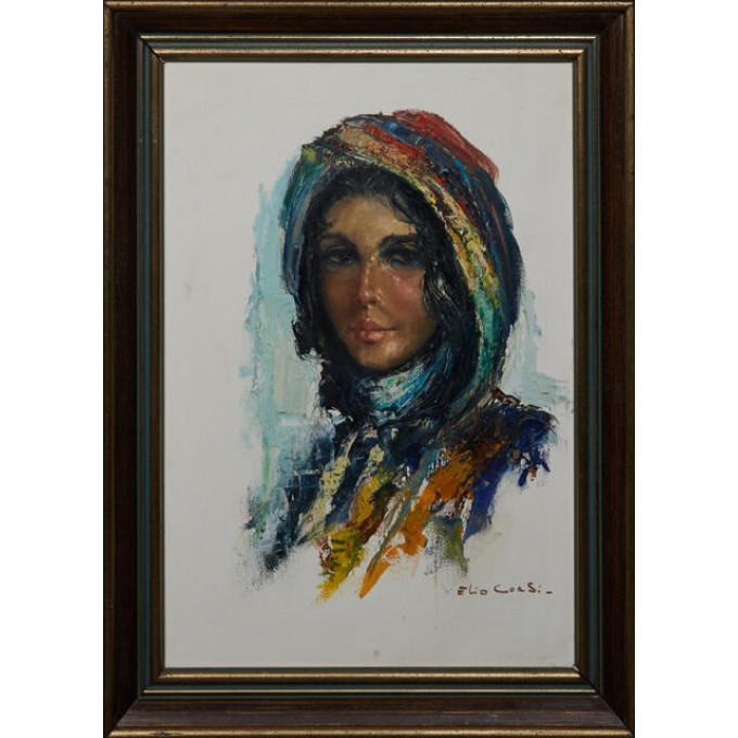 Appraisal: Elio Corsi Portrait of an Arab Woman th c oil