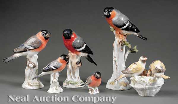 Appraisal: A Group of Six Meissen Porcelain Bird Figurines five depicting