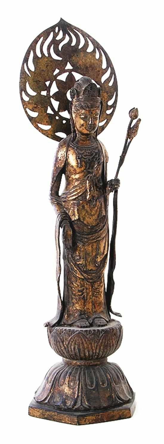 Appraisal: Japanese gilt bronze figure of Kannon Meiji period standing figure