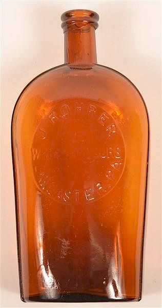 Appraisal: J Rohrer Lancaster PA Amber Glass Flask J Rohrer Wines