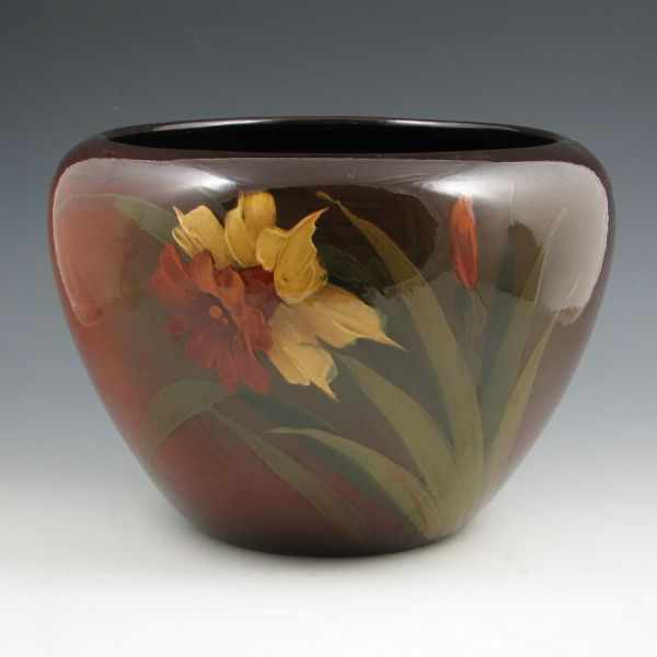 Appraisal: Weller Louwelsa standard glaze jardiniere with daffodils Marked WELLER Excellent