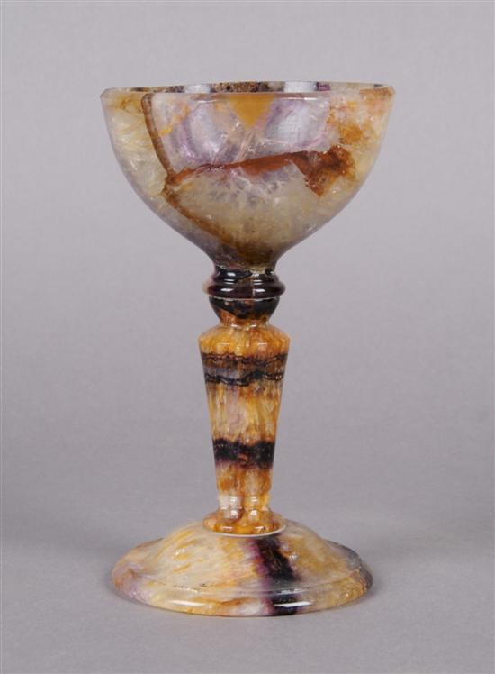 Appraisal: An English Blue John Carved Chalice Height inches