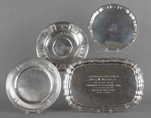 Appraisal: Four sterling silver trays ozt