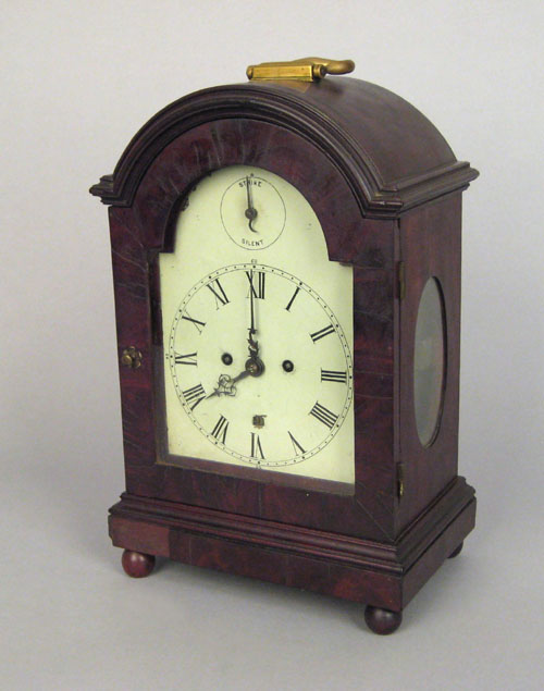 Appraisal: English mahogany bracket clock ca with floral engraved backplate h