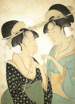 Appraisal: Kitagawa Utamaro - - Two women smoking pipes woodblock printed