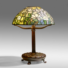 Appraisal: Tiffany Studios TULIP TABLE LAMP USA c leaded glass patinated