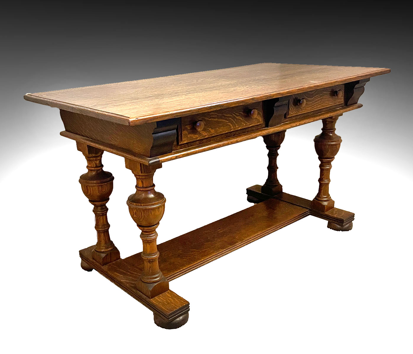 Appraisal: DRAWER GOLDEN QUARTER SAWN OAK LIBRARY TABLE drawer oak library