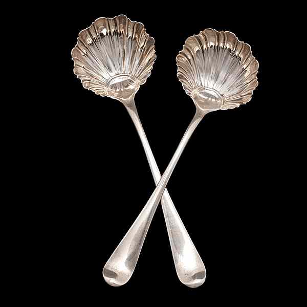 Appraisal: Pair of George III Sterling Condiment Ladles English A pair