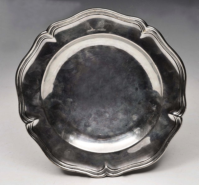 Appraisal: A GEORGE II SILVER DISH with shaped border by James