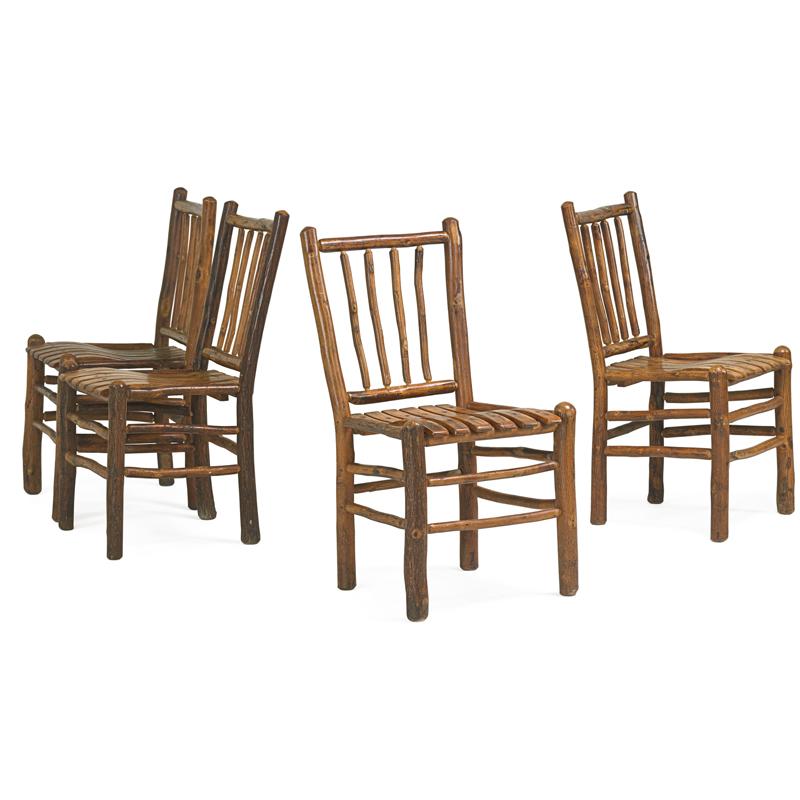 Appraisal: OLD HICKORY Attr Four dining chairs Condition Report Overall very