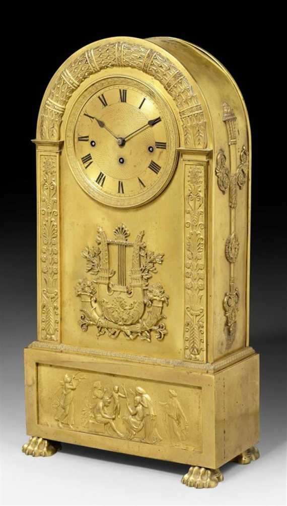 Appraisal: MANTEL CLOCK Restoration Paris circa Gilt bronze Bronze dial Paris