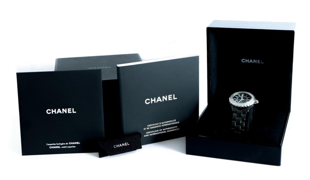 Appraisal: CHANEL J DIAMOND BLACK CERAMIC WATCHChanel J diamond black ceramic