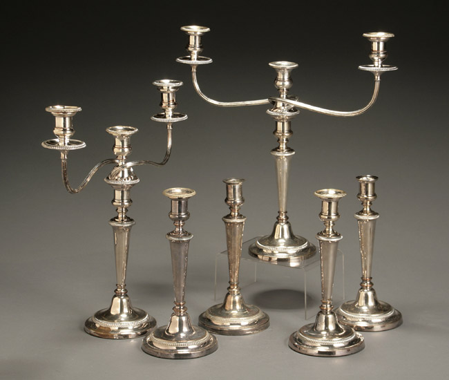 Appraisal: Assembled Set of Six George III Style Weighted Silver Plate