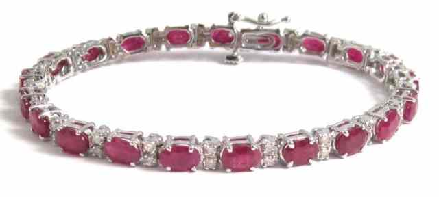 Appraisal: RUBY AND DIAMOND BRACELET - '' in length The k