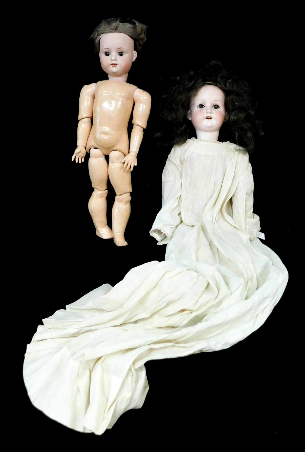 Appraisal: Two bisque head dolls Heubach Koppelsdorf h Max Oscar h