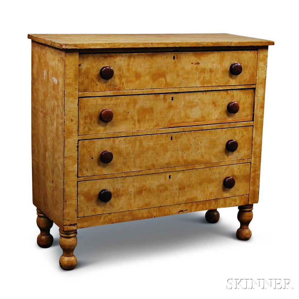 Appraisal: Federal Yellow Grain-painted Chest of Drawers New England early th