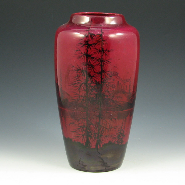 Appraisal: Weller LaMar Vase with Castle Weller LaMar vase with wooded