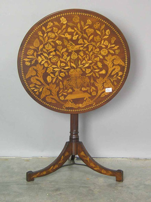 Appraisal: Marquetry inlaid tea table th c h w