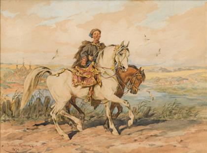 Appraisal: JULIUSZ FORTUNAT VON KOSSAK polish - A POLISH CAVALRYMAN NEAR