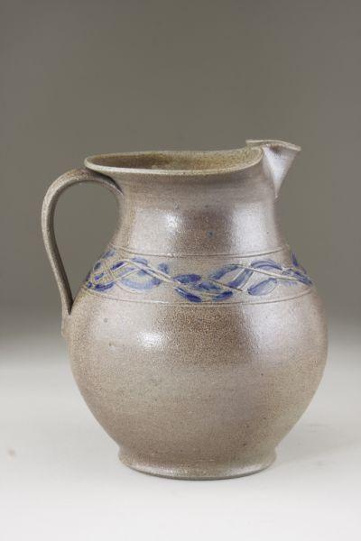 Appraisal: Billy Ray Hussey NC Pottery Pitcher salt glaze with cobalt