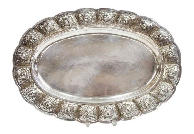 Appraisal: Sanborns sterling silver tray Mexico scalloped edge on the oval