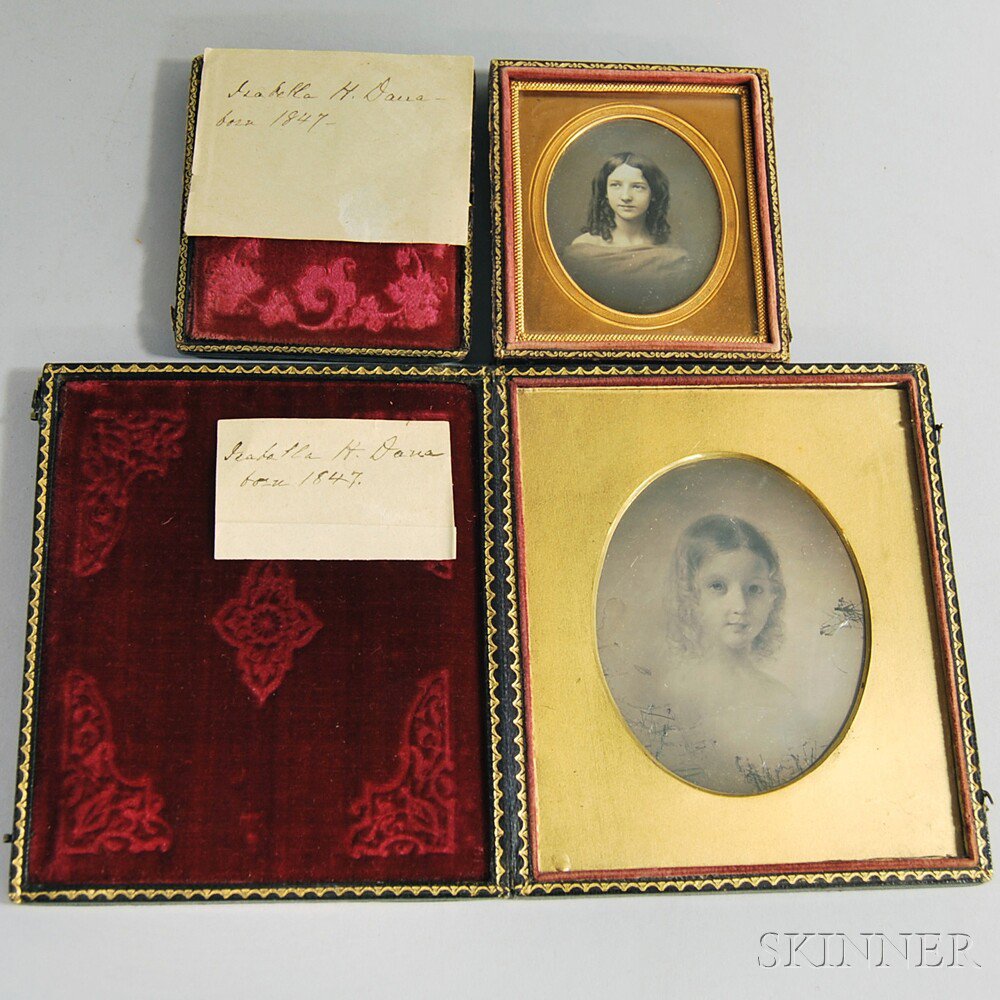 Appraisal: Half-plate and Sixth-plate Daguerreotypes of a Painted Portrait and Portrait