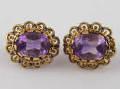 Appraisal: A pair of yellow metal tests carat gold amethyst earrings