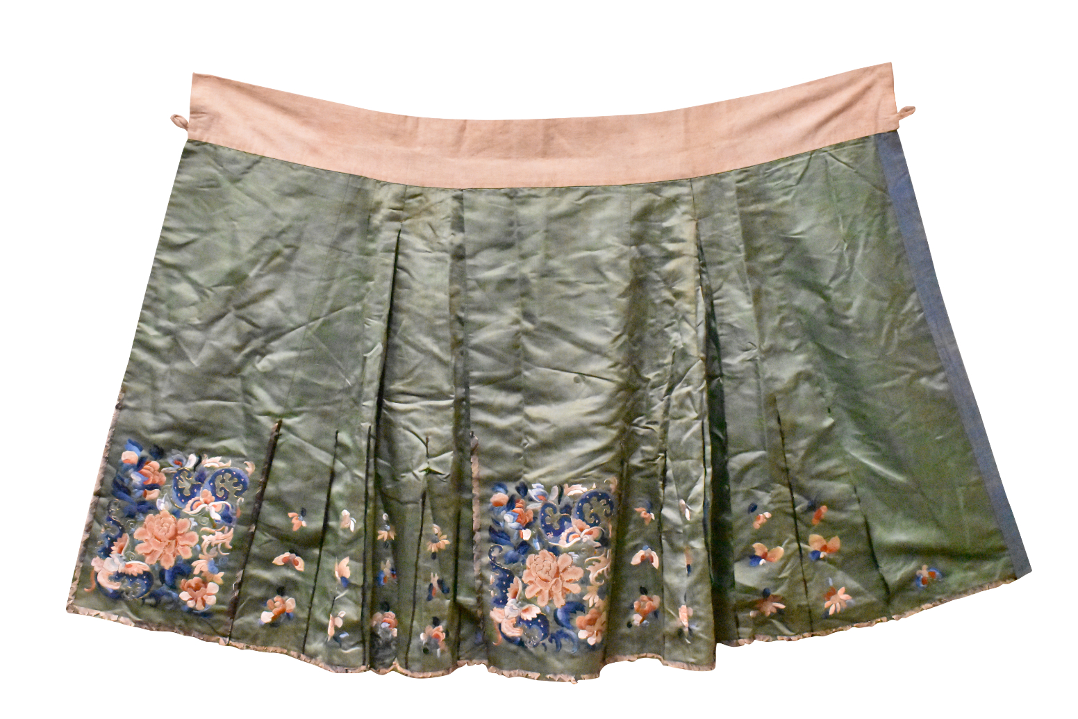 Appraisal: A Chinese green embroidery skirt A traditional hand sewn Chinese