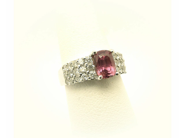 Appraisal: Lady's K white gold ring with pink tourmaline and approximately