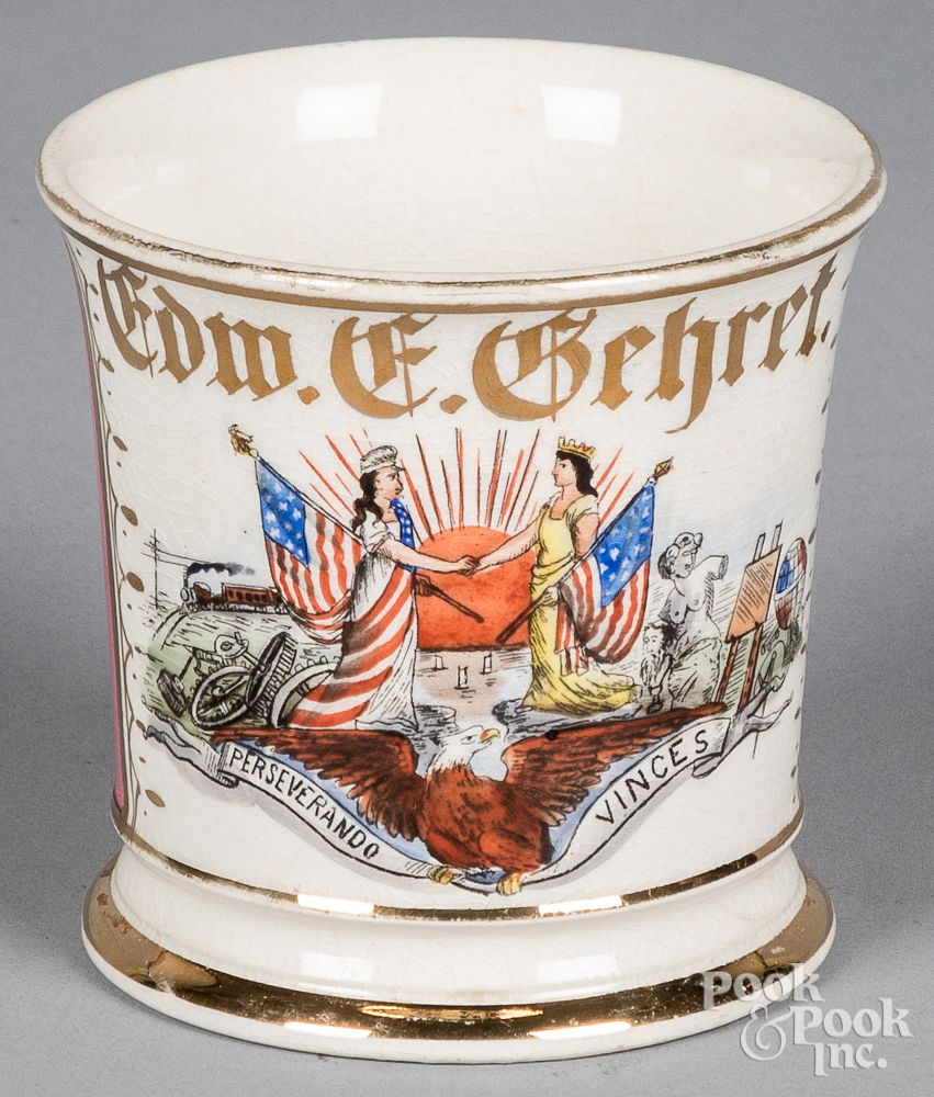 Appraisal: Patriotic shaving mug ca Patriotic shaving mug ca inscribed Perseverando