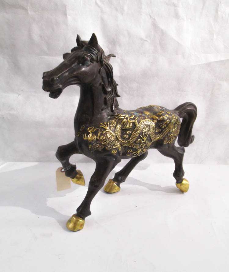 Appraisal: AN EQUESTRIAN BRONZE SCULPTURE Thailand th century a spirited stallion