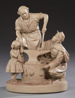 Appraisal: John Rogers Figural Group The Returned Volunteer - How the