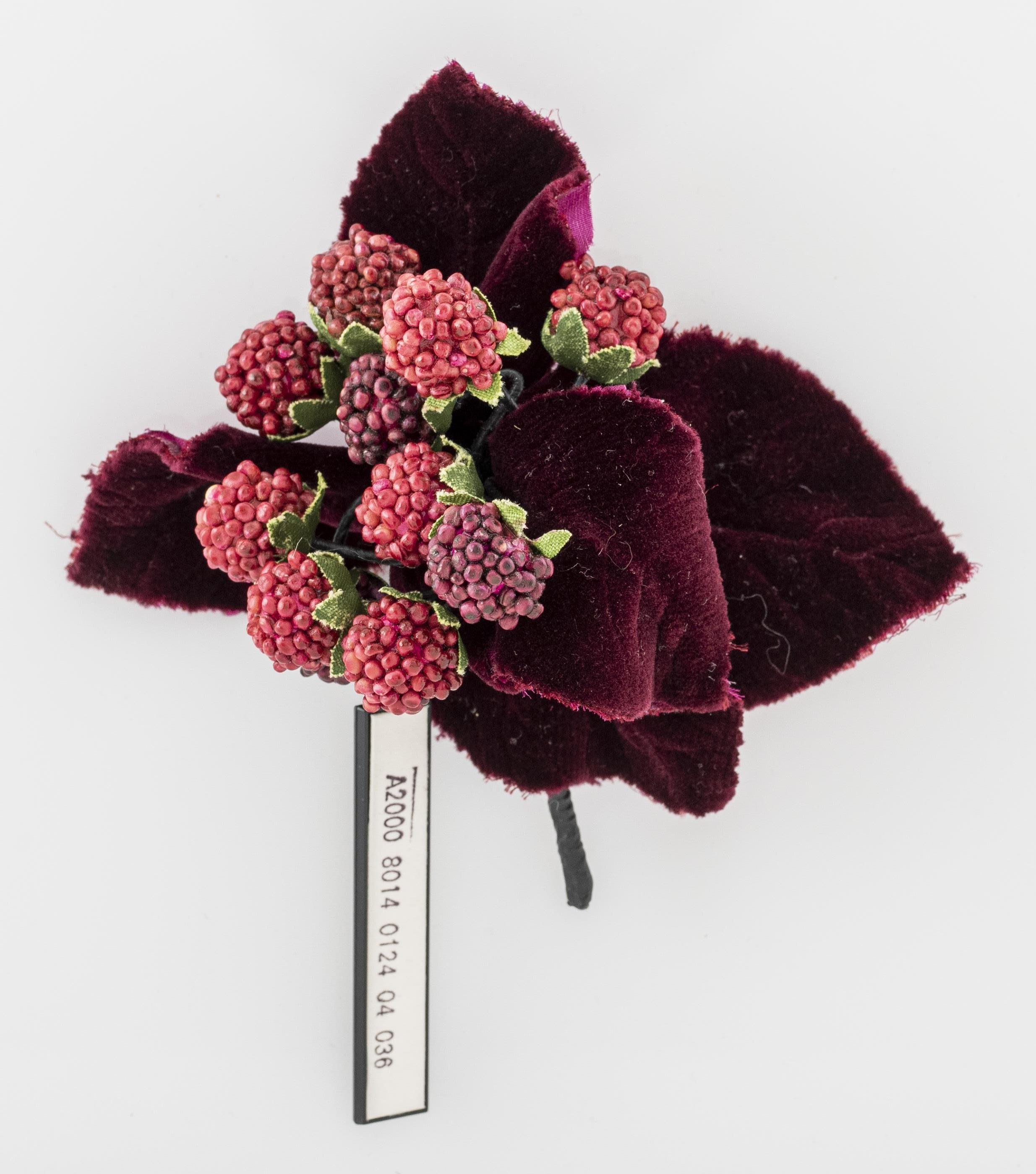 Appraisal: VINTAGE CHANEL RED BERRY FLOWER BROOCH Vintage Chanel red velvet