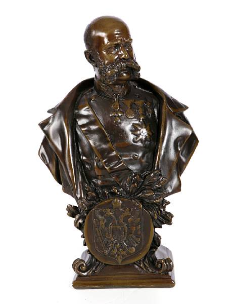 Appraisal: A patinated bronze bust of a gentleman inscribed R Weigl