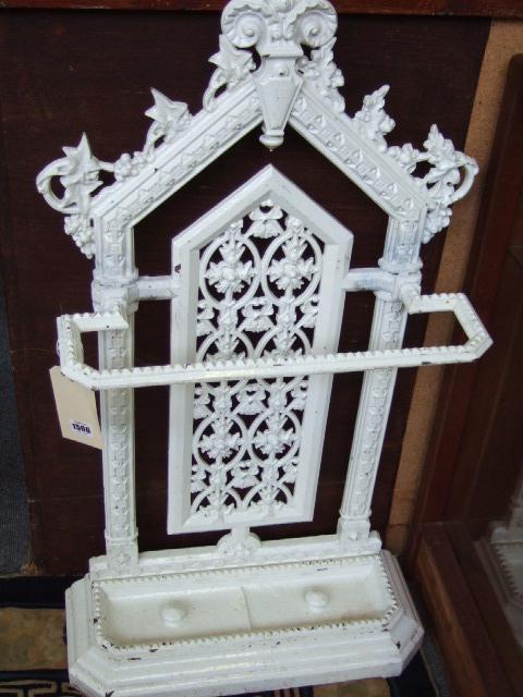 Appraisal: A Victorian white painted cast iron stick stand of Gothic