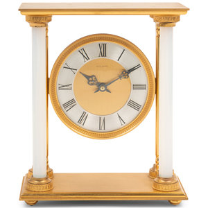 Appraisal: An Hour Lavigne Bronze Portico Clock Modern Height inches